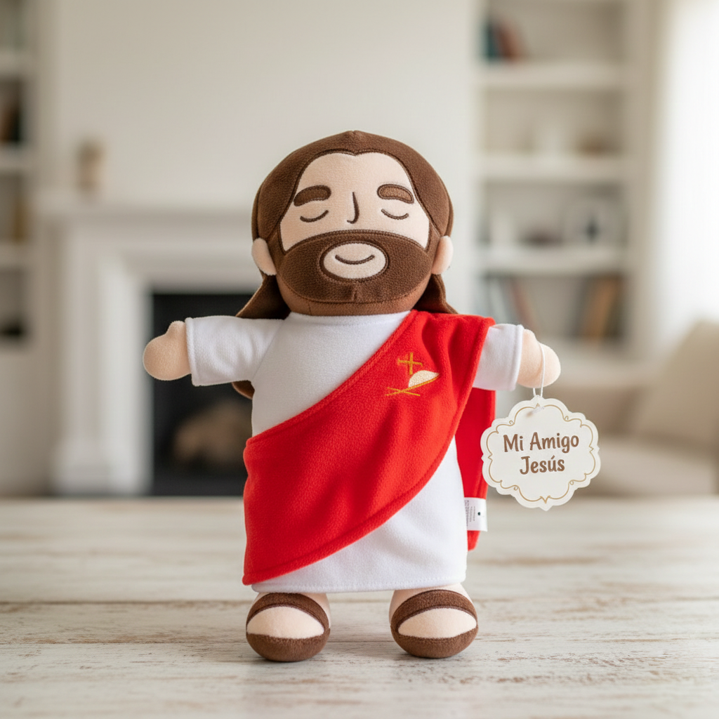 38CM Soft and Soothing Jesus Plush Toy - Comforting Heart Toy for Kids, Perfect for Easter and Christmas Gifts