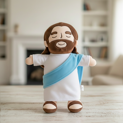 38CM Soft and Soothing Jesus Plush Toy - Comforting Heart Toy for Kids, Perfect for Easter and Christmas Gifts