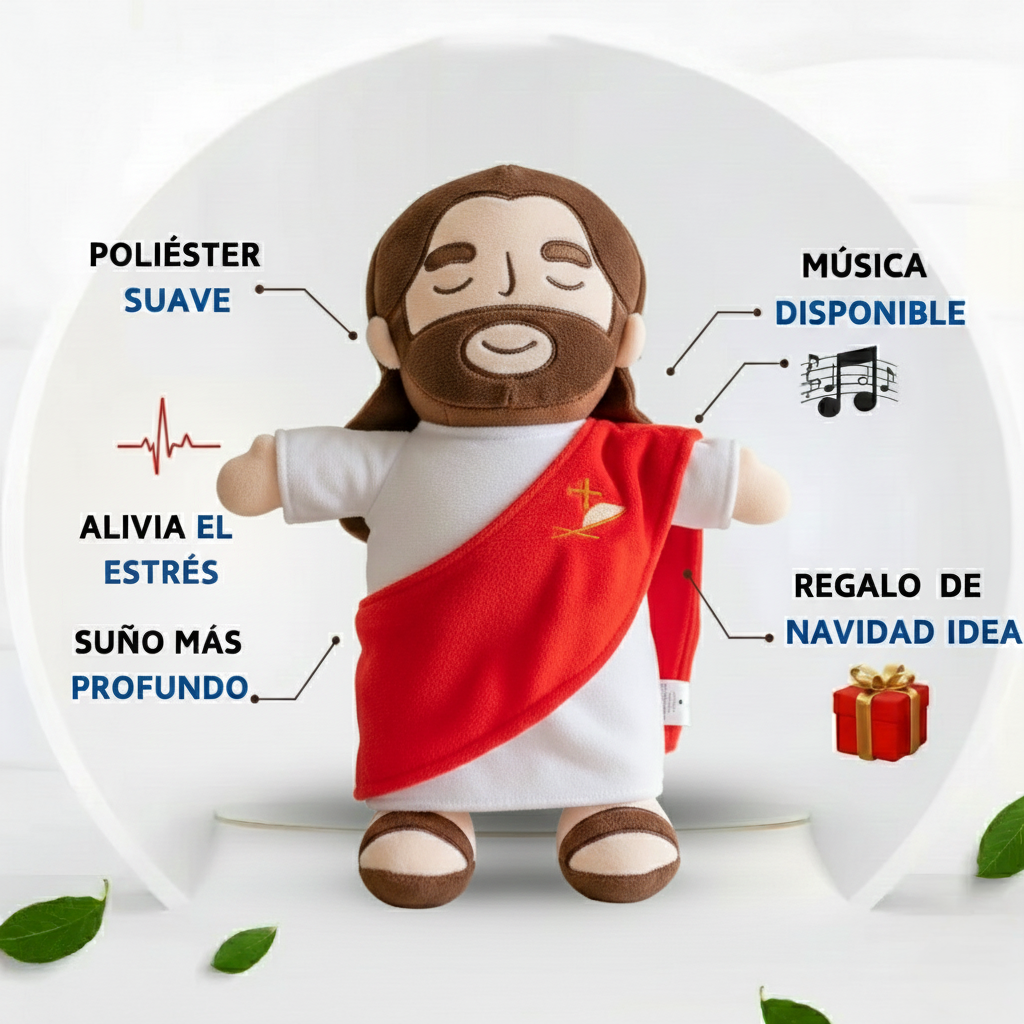 38CM Soft and Soothing Jesus Plush Toy - Comforting Heart Toy for Kids, Perfect for Easter and Christmas Gifts