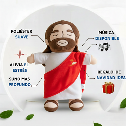 38CM Soft and Soothing Jesus Plush Toy - Comforting Heart Toy for Kids, Perfect for Easter and Christmas Gifts