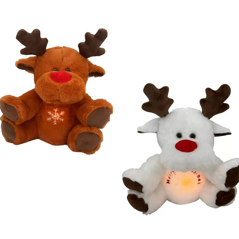 Christmas Deer Will Breathe, Shine, Music Fill Baby Plush Toys, Light Sound, Sensory Comfort for Newborns, Baby Cute Gift